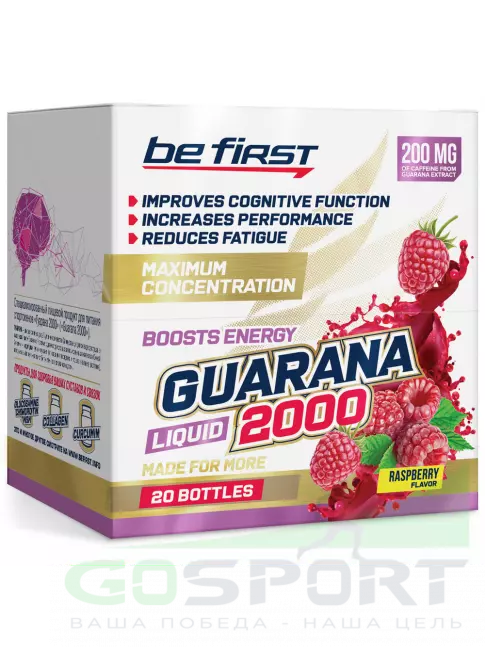 Гуарана Be First Guarana Liquid 2000 мг 20 х 25 мл, Малина Гуарана Be First Guarana Liquid 2000 мг 20 х 25 мл, Малина