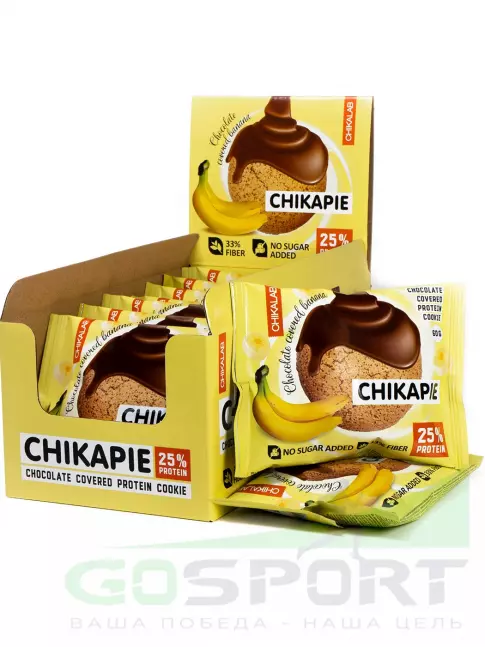Протеиновый батончик Chikalab ChikaPie 9 x 60 г, Банан в шоколаде Протеиновый батончик Chikalab ChikaPie 9 x 60 г, Банан в шоколаде