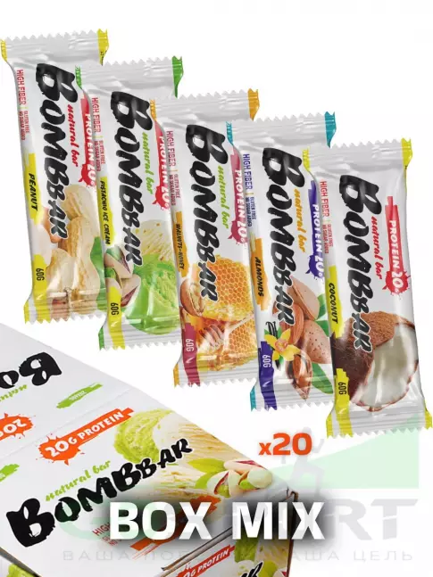 Протеиновый батончик BombBar Протеиновый батончик Natural Bar 20 x 60 г, Ассорти №5.3 (орехи 2) Протеиновый батончик BombBar Протеиновый батончик Natural Bar 20 x 60 г, Ассорти №5.3 (орехи 2)