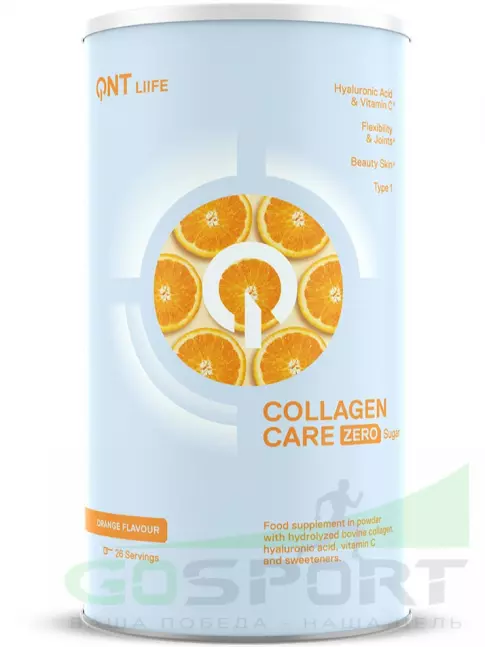 Коллаген гидролизованный QNT Life Collagen Care Zero 390 г, Апельсин