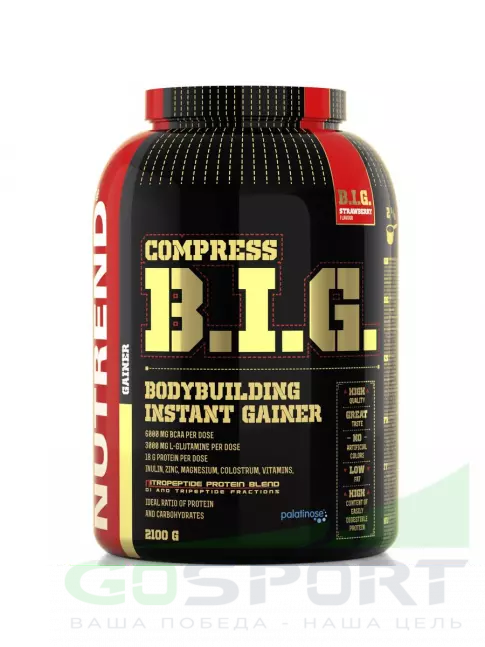 Гейнер NUTREND COMPRESS B.I.G. 2100 г, Клубника Гейнер NUTREND COMPRESS B.I.G. 2100 г, Клубника