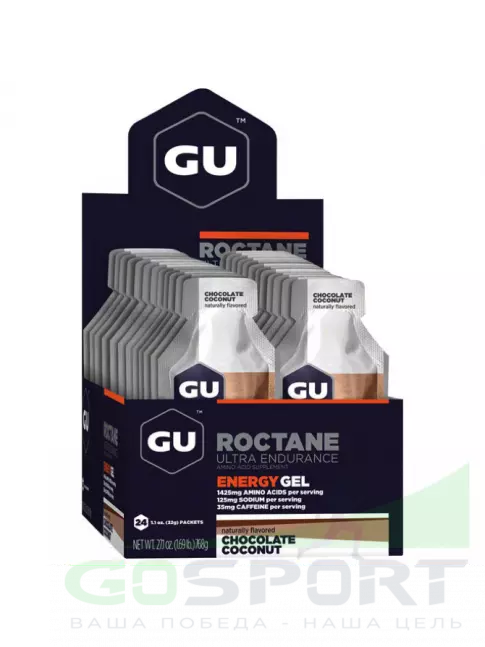 Гель питьевой GU Energy Labs GU ROCTANE Energy Gel 35mg caffeine 24 x 32 г, Шоколад-Кокос Гель питьевой GU Energy Labs GU ROCTANE Energy Gel 35mg caffeine 24 x 32 г, Шоколад-Кокос