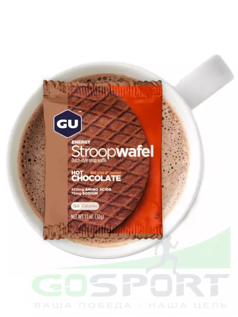 Энергетический батончик GU Energy Labs GU ENERGY STROOPWAFEL no caffeine 4 x 32 г, Горячий шоколад