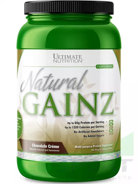 Гейнер Ultimate Nutrition Natural Gainz 1666 г, Шоколадный крем Гейнер Ultimate Nutrition Natural Gainz 1666 г, Шоколадный крем