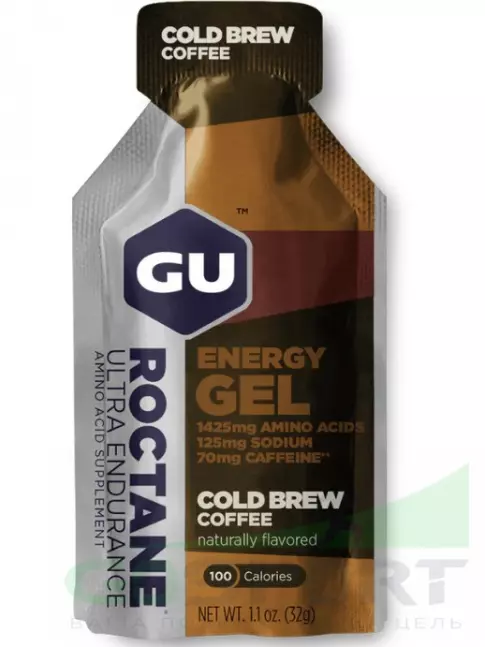 Гель питьевой GU Energy Labs GU ROCTANE Energy Gel 70mg caffeine 3 x 32 г, Холодный кофе