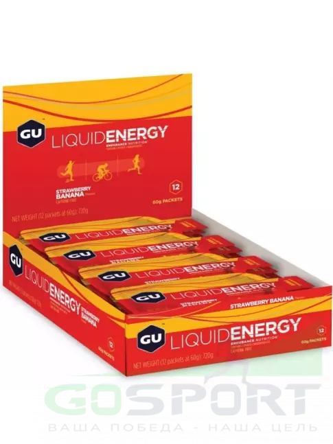 Гель питьевой GU Energy Labs GU Liquid Enegry Gel no caffeine 12 x 60 г, Клубника-банан Гель питьевой GU Energy Labs GU Liquid Enegry Gel no caffeine 12 x 60 г, Клубника-банан