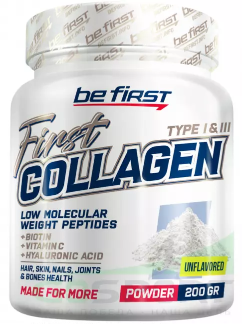 Коллаген гидролизованный Be First First Collagen 7400 mg + biotin + hyaluronic acid + vitamin C 200 г, Натуральный