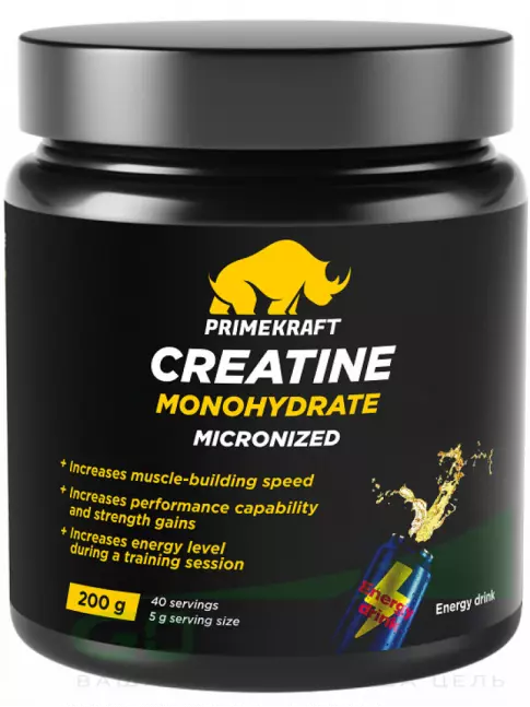 Креатин моногидрат PRIMEKRAFT Creatine Monohydrate 4500 mg 200 г, Энергетик Креатин моногидрат PRIMEKRAFT Creatine Monohydrate 4500 mg 200 г, Энергетик