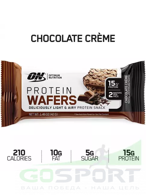 Протеиновый батончик Optimum Nutrition Protein Wafers 40 г, Шоколадный крем Протеиновый батончик Optimum Nutrition Protein Wafers 40 г, Шоколадный крем