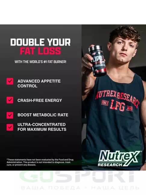 Жиросжигатель Nutrex Lipo-6 Black Ultra Concentrate (+Yohimbine) 60 капсул