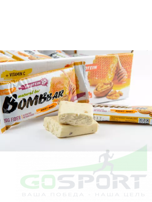 Протеиновый батончик BombBar Протеиновый батончик Natural Bar 3 x 60 г, Грецкий орех с медом