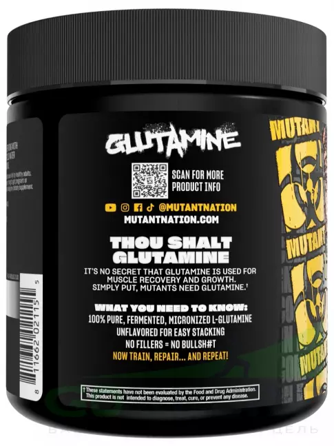 L-Глютамин Mutant GLUTAMINE 300 г, Натуральный L-Глютамин Mutant GLUTAMINE 300 г, Натуральный