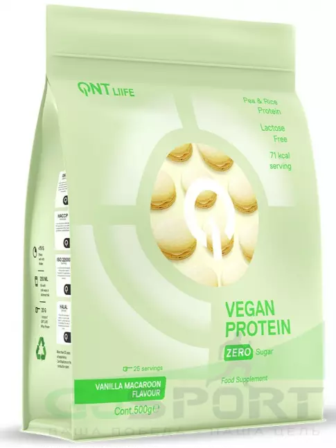 Протеин для веганов QNT Vegan Protein Zero Sugar 500 г, Ваниль - Макарун Протеин для веганов QNT Vegan Protein Zero Sugar 500 г, Ваниль - Макарун