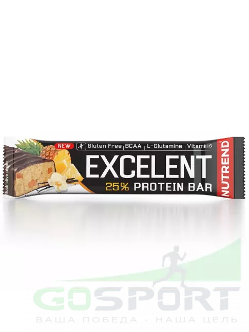 Протеиновый батончик NUTREND Excelent Protein Bar 85 г, Ананас - Ваниль Протеиновый батончик NUTREND Excelent Protein Bar 85 г, Ананас - Ваниль