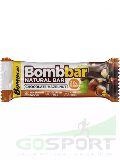 Протеиновый батончик BombBar Протеиновый батончик Natural Bar 20 x 60 г, Шоколад-Фундук Протеиновый батончик BombBar Протеиновый батончик Natural Bar 20 x 60 г, Шоколад-Фундук