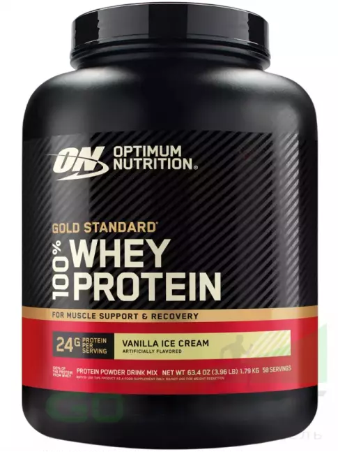 Сывороточный протеин Optimum Nutrition 100% Whey Protein Gold Standard 1790 г, Ванильное мороженое Сывороточный протеин Optimum Nutrition 100% Whey Protein Gold Standard 1790 г, Ванильное мороженое