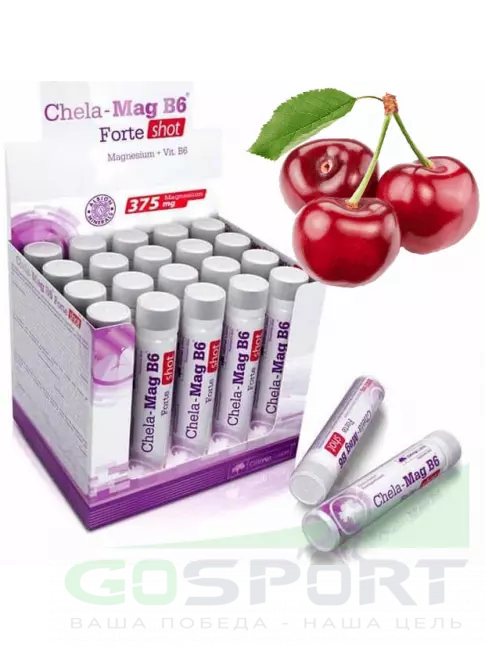 Магний OLIMP CHELA-MAG B6 FORTE SHOT 20х25 мл, Вишня Магний OLIMP CHELA-MAG B6 FORTE SHOT 20х25 мл, Вишня