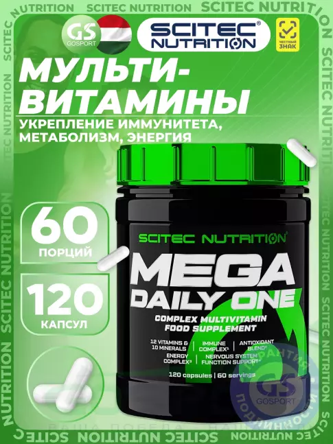 Витаминный комплекс Scitec Nutrition Mega Daily One 120 капсул Витаминный комплекс Scitec Nutrition Mega Daily One 120 капсул