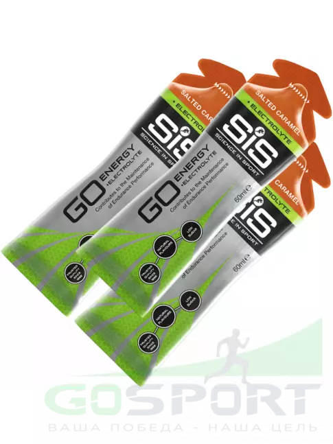 Гель питьевой SCIENCE IN SPORT (SiS) Go Energy + Electrolyte Gels 3 x 60 мл, Солёная карамель Гель питьевой SCIENCE IN SPORT (SiS) Go Energy + Electrolyte Gels 3 x 60 мл, Солёная карамель
