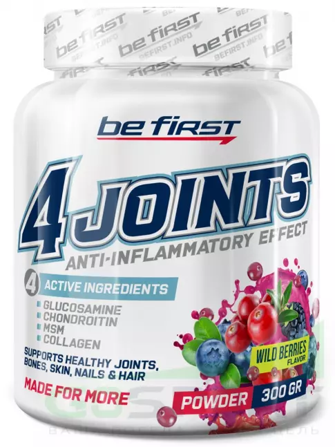 Комплекс хондропротекторов Be First 4joints Powder 300 г, Лесные ягоды