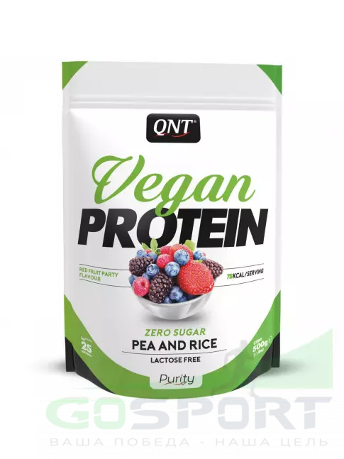 Протеин для веганов QNT Vegan Protein Zero Sugar 500 г, Красные ягоды Протеин для веганов QNT Vegan Protein Zero Sugar 500 г, Красные ягоды