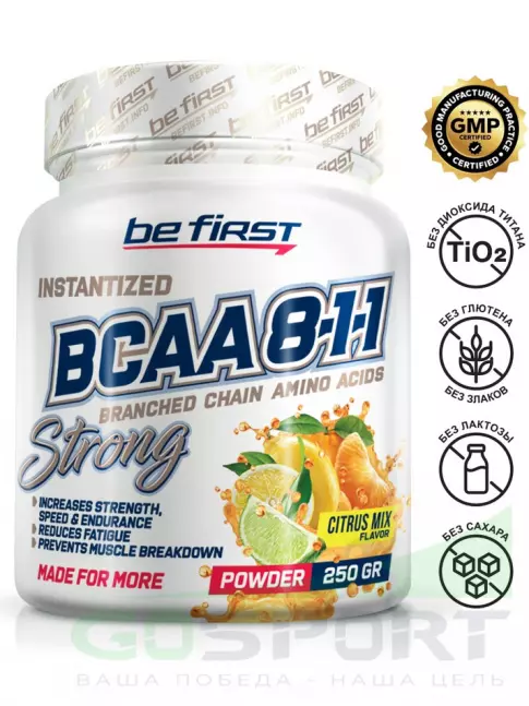 BCAA 8:1:1 Be First BCAA 8:1:1 Instantized powder 250 г, Цитрусовый микс BCAA 8:1:1 Be First BCAA 8:1:1 Instantized powder 250 г, Цитрусовый микс