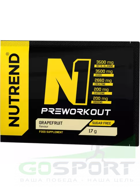 Предтреник в порошке NUTREND N1 PRE-WORKOUT 10х17 г, Грейпфрут Предтреник в порошке NUTREND N1 PRE-WORKOUT 10х17 г, Грейпфрут