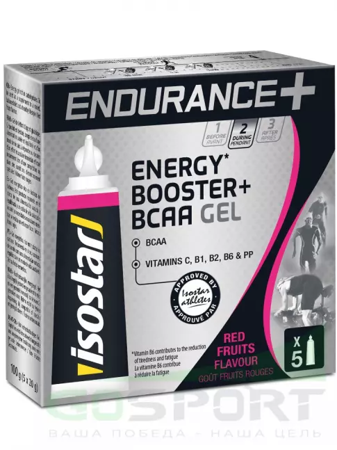 Гель питьевой Isostar GEL Endurance B.C.A.A. 1 коробка, Красные фрукты Гель питьевой Isostar GEL Endurance B.C.A.A. 1 коробка, Красные фрукты
