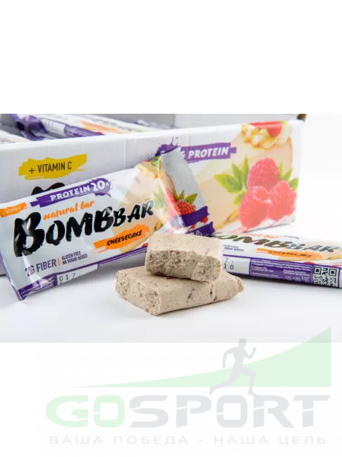 Протеиновый батончик BombBar Protein Bar 14 x 60 г, Малиновый чизкейк