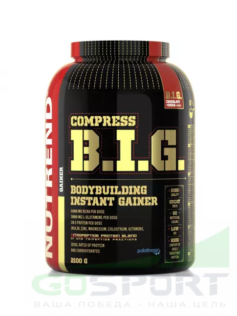 Гейнер NUTREND COMPRESS B.I.G. 2100 г, Шоколад - Какао Гейнер NUTREND COMPRESS B.I.G. 2100 г, Шоколад - Какао