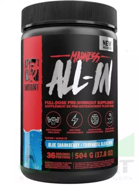 Предтреник в порошке Mutant MADNESS ALL-IN 504 г, Голубая акулья ягода Предтреник в порошке Mutant MADNESS ALL-IN 504 г, Голубая акулья ягода