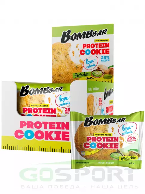 Протеиновый батончик BombBar Protein cookie 12 х 40 г, Фисташка Протеиновый батончик BombBar Protein cookie 12 х 40 г, Фисташка