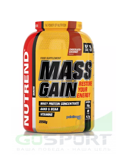 Гейнер NUTREND MASS GAIN 2250 г, Шоколад-Кокос