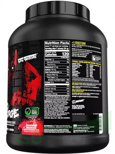 Изолят протеина Mutant Iso Surge 2270 г, Молочный коктейль с клубникой Изолят протеина Mutant Iso Surge 2270 г, Молочный коктейль с клубникой