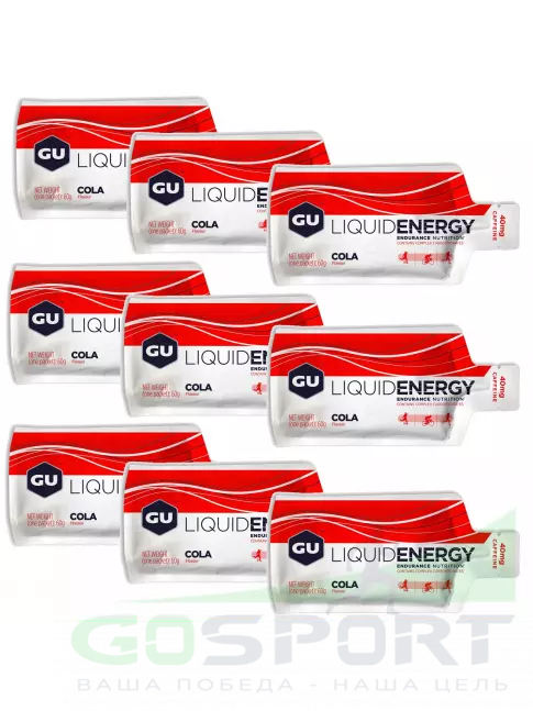 Гель питьевой GU Energy Labs GU Liquid Enegry Gel caffeine 9 саше x 60 g, Кола Гель питьевой GU Energy Labs GU Liquid Enegry Gel caffeine 9 саше x 60 g, Кола