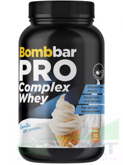Комплексный протеин BombBar Pro Complex Whey 900 г, Ванильное мороженое Комплексный протеин BombBar Pro Complex Whey 900 г, Ванильное мороженое