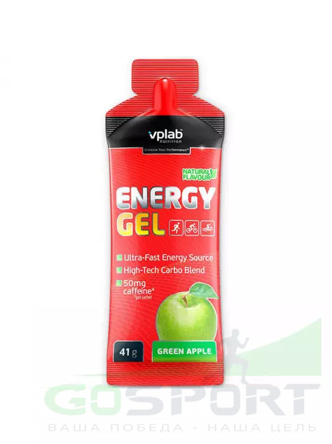 Гель питьевой VP Laboratory Energy gel + caffeine 41 г, Зеленое яблоко Гель питьевой VP Laboratory Energy gel + caffeine 41 г, Зеленое яблоко
