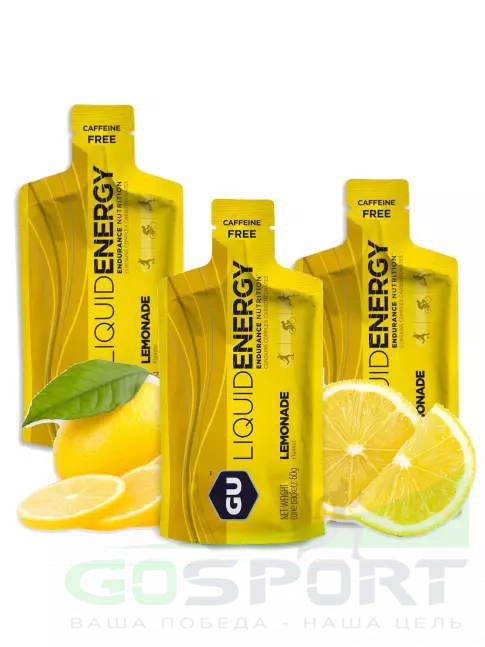 Гель питьевой GU Energy Labs GU Liquid Enegry Gel no caffeine 3 саше x 60 g, Лимонад Гель питьевой GU Energy Labs GU Liquid Enegry Gel no caffeine 3 саше x 60 g, Лимонад