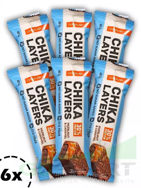 Протеиновый батончик Chikalab Chika Layers 6 х 60 г, Лесной орех с карамелью Протеиновый батончик Chikalab Chika Layers 6 х 60 г, Лесной орех с карамелью