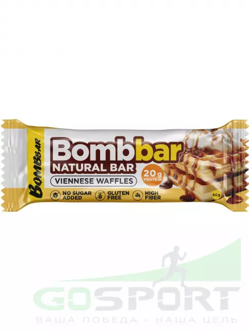 Протеиновый батончик BombBar Протеиновый батончик Natural Bar 20 x 60 г, Венские вафли Протеиновый батончик BombBar Протеиновый батончик Natural Bar 20 x 60 г, Венские вафли