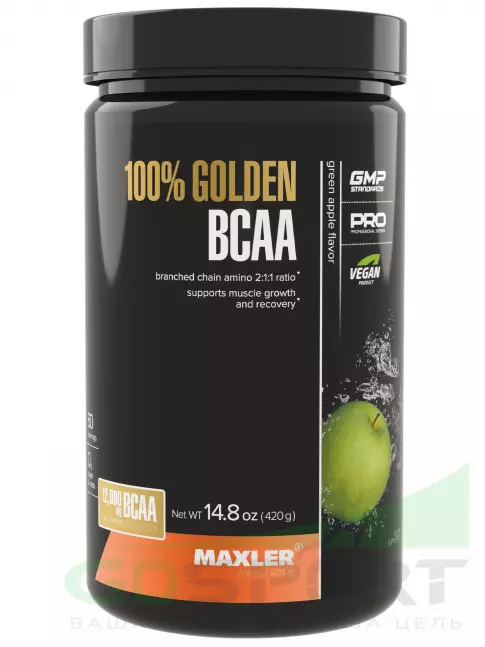 BCAA MAXLER 100% Golden BCAA 12000 mg 420 г, Зеленое яблоко BCAA MAXLER 100% Golden BCAA 12000 mg 420 г, Зеленое яблоко