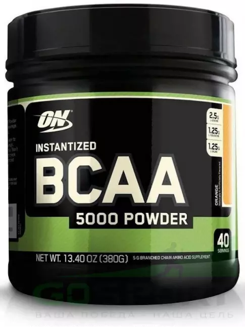 BCAA Optimum Nutrition BCAA 5000 Powder 2:1:1 380 г, Апельсин BCAA Optimum Nutrition BCAA 5000 Powder 2:1:1 380 г, Апельсин