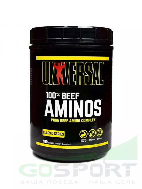Аминокислоты UNIVERSAL NUTRITION 100% Beef Aminos 400 таблеток Аминокислоты UNIVERSAL NUTRITION 100% Beef Aminos 400 таблеток