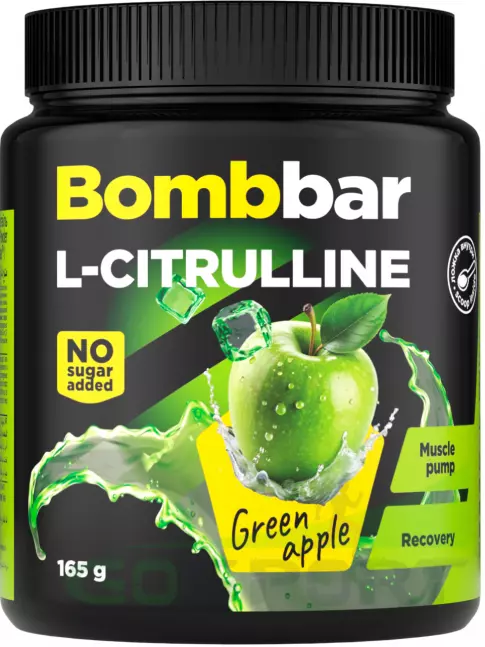 Цитруллин BombBar L-Сitrulline 500 mg 165 г, Зеленое яблоко Цитруллин BombBar L-Сitrulline 500 mg 165 г, Зеленое яблоко