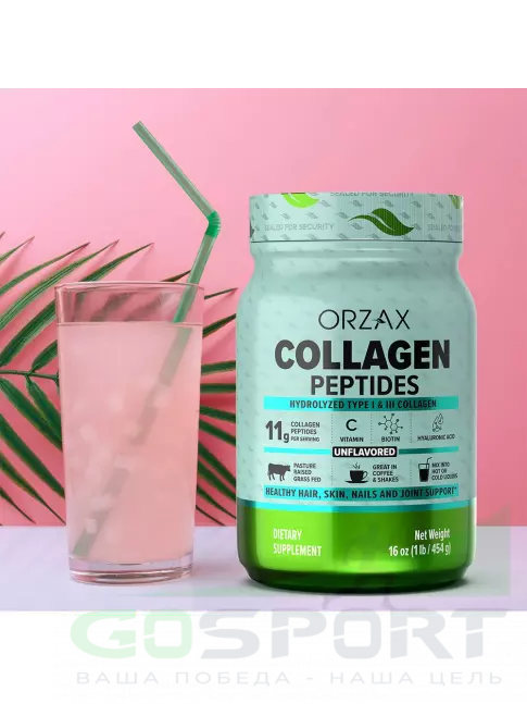 Коллаген гидролизованный Orzax Collagen Powder 454 г, Натуральный
