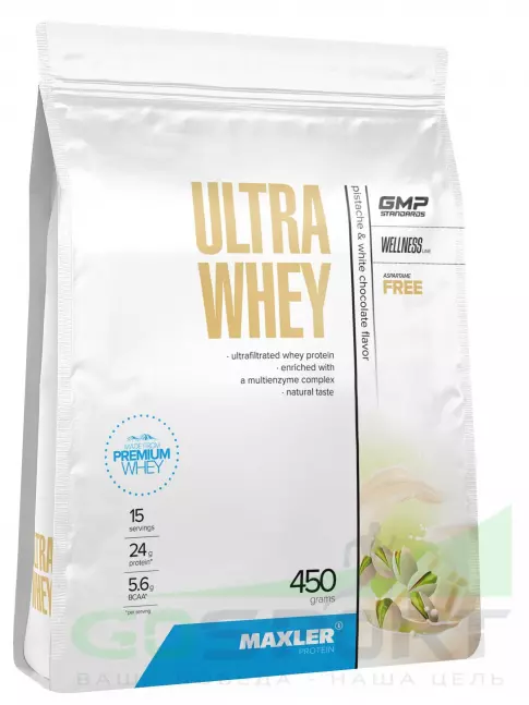 Сывороточный протеин MAXLER Ultra Whey 450 г, Фисташка с белым шоколадом Сывороточный протеин MAXLER Ultra Whey 450 г, Фисташка с белым шоколадом