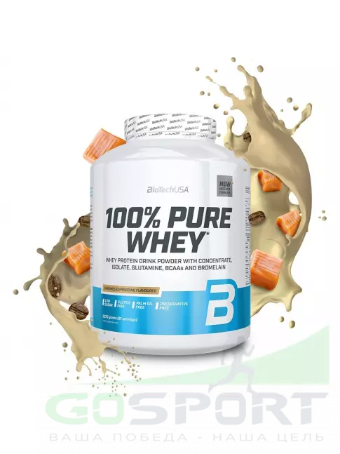 Сывороточный протеин BioTechUSA 100% Pure Whey 2270 г, Карамель-капучино Сывороточный протеин BioTechUSA 100% Pure Whey 2270 г, Карамель-капучино