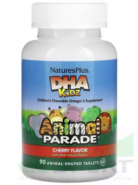 Омега-3 NaturesPlus Animal Parade DHA Kidz Omega-3 90 жевательных таблеток, Вишня Омега-3 NaturesPlus Animal Parade DHA Kidz Omega-3 90 жевательных таблеток, Вишня