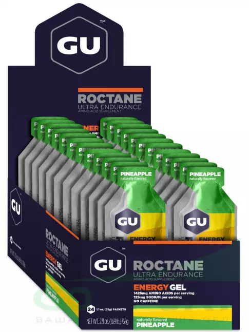 Гель питьевой GU Energy Labs GU ROCTANE Energy Gel no caffeine 24 x 32 г, Ананас Гель питьевой GU Energy Labs GU ROCTANE Energy Gel no caffeine 24 x 32 г, Ананас