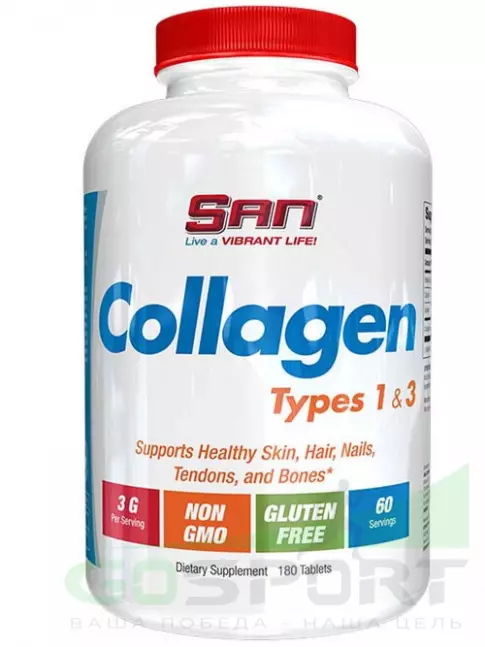 Коллаген 1,2,3 тип SAN Collagen Types 1 & 3 180 таблеток, Нейтральный Коллаген 1,2,3 тип SAN Collagen Types 1 & 3 180 таблеток, Нейтральный